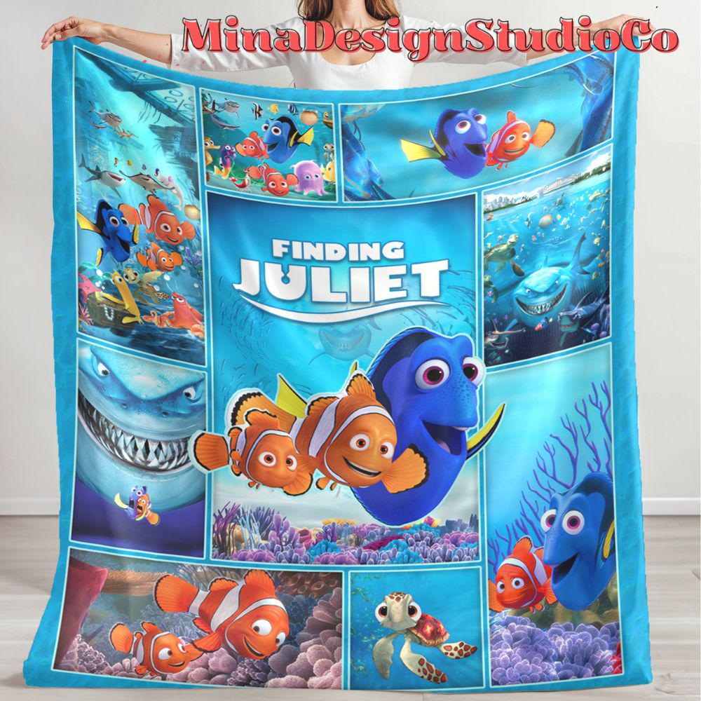 Personalized Disney Finding Nemo Blanket, Finding Dory Birthday Boy, Birthday Girl Home Decor, Marlin Bruce Squirt Crush Kids Family Blanket