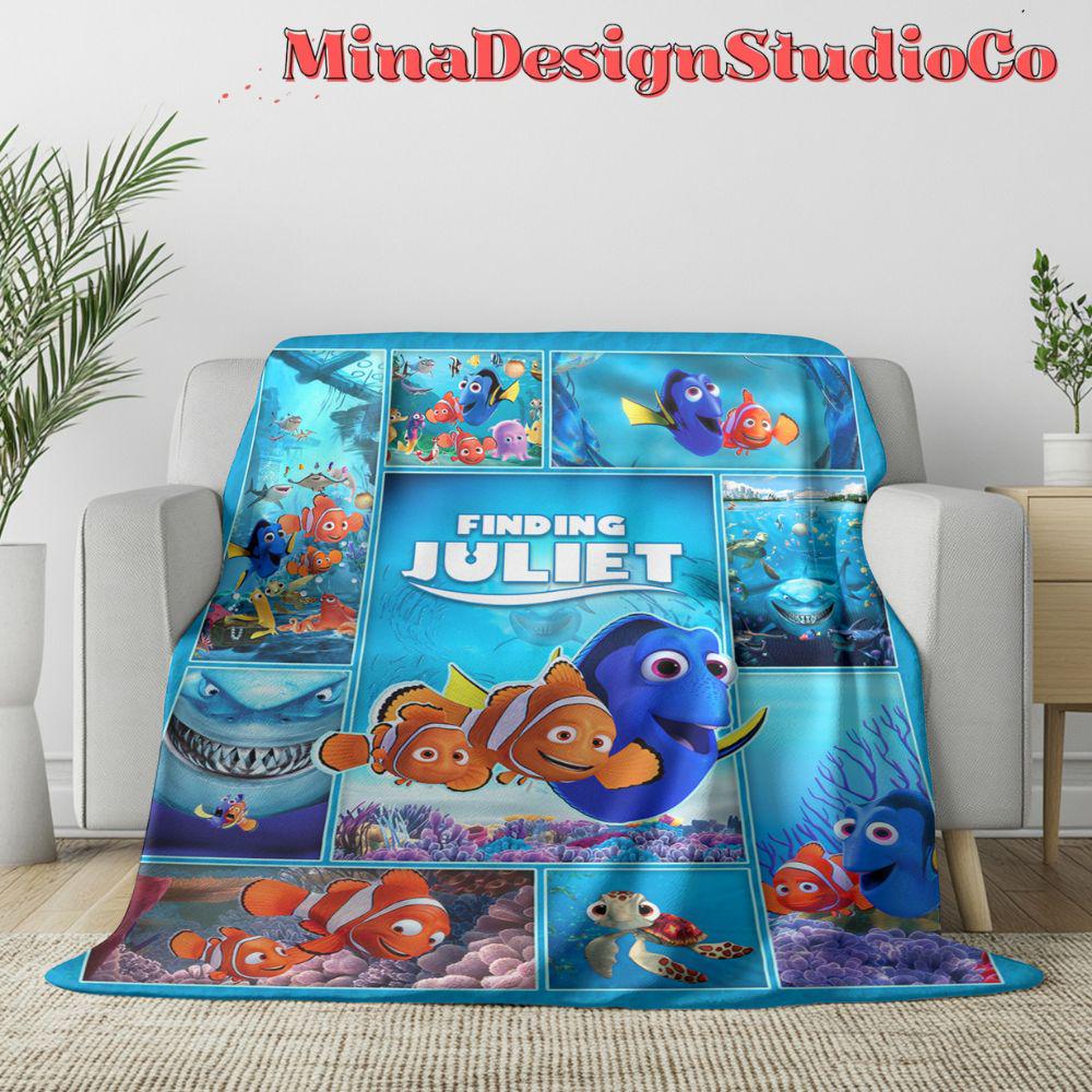Personalized Disney Finding Nemo Blanket, Finding Dory Birthday Boy, Birthday Girl Home Decor, Marlin Bruce Squirt Crush Kids Family Blanket