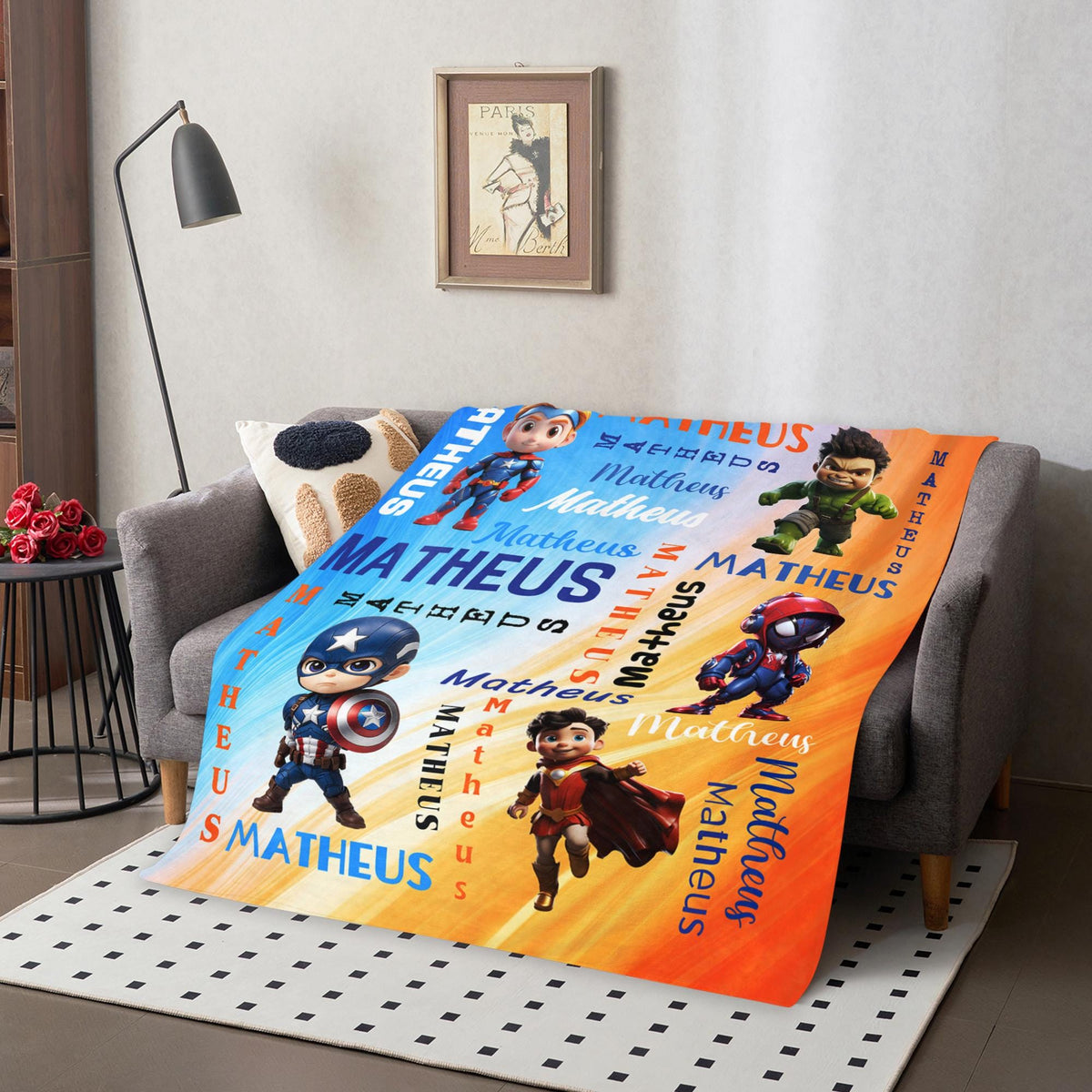 Personalized Super Hero Blanket, Custom Hero Baby Name Blanket, Blanket With Name, Custom Kids Name Blanket, Gift Blanket For Baby Boy