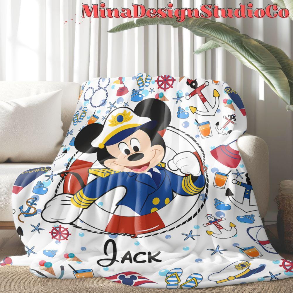 Personalized All Characters Disney Cruise Blanket, Mickey & Friends Birthday Cruise Gift Home Decor, Disney Family Cruise Vacation 2025 Gift