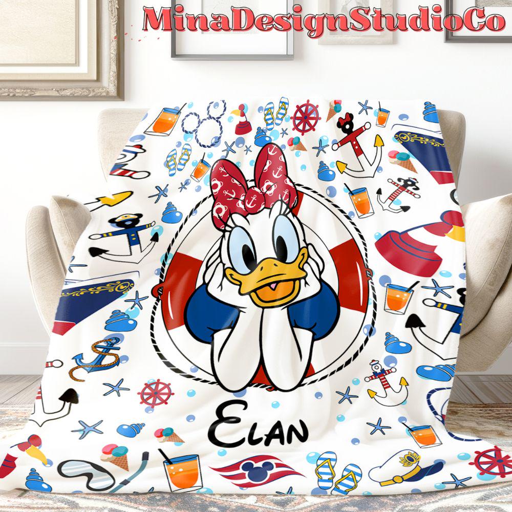 Personalized All Characters Disney Cruise Blanket, Mickey & Friends Birthday Cruise Gift Home Decor, Disney Family Cruise Vacation 2025 Gift
