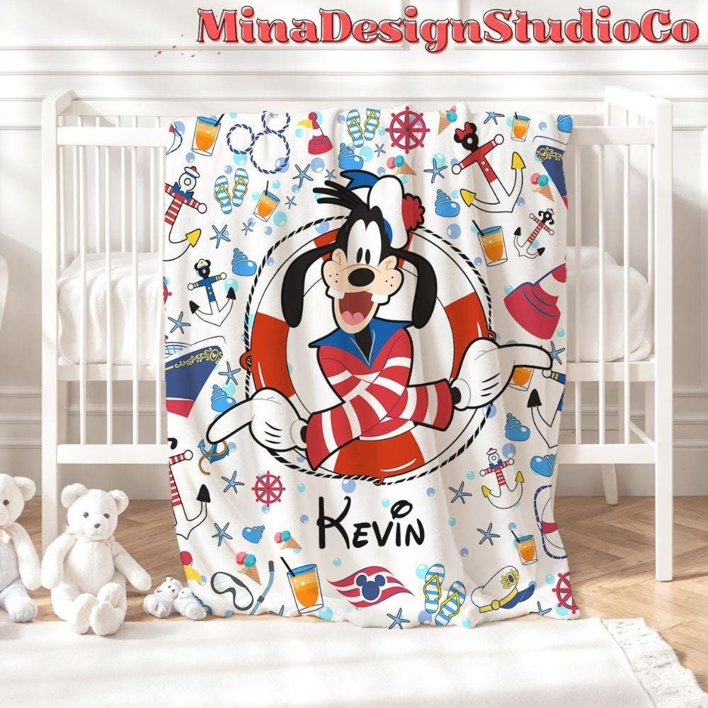Personalized All Characters Disney Cruise Blanket, Mickey & Friends Birthday Cruise Gift Home Decor, Disney Family Cruise Vacation 2025 Gift