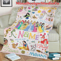 Personalized Disney Princess Blanket, Watercolor Princess Birthday Girl Gift Home Decor, Custom Name Baby Girl Blanket, Cinderella Moana 2