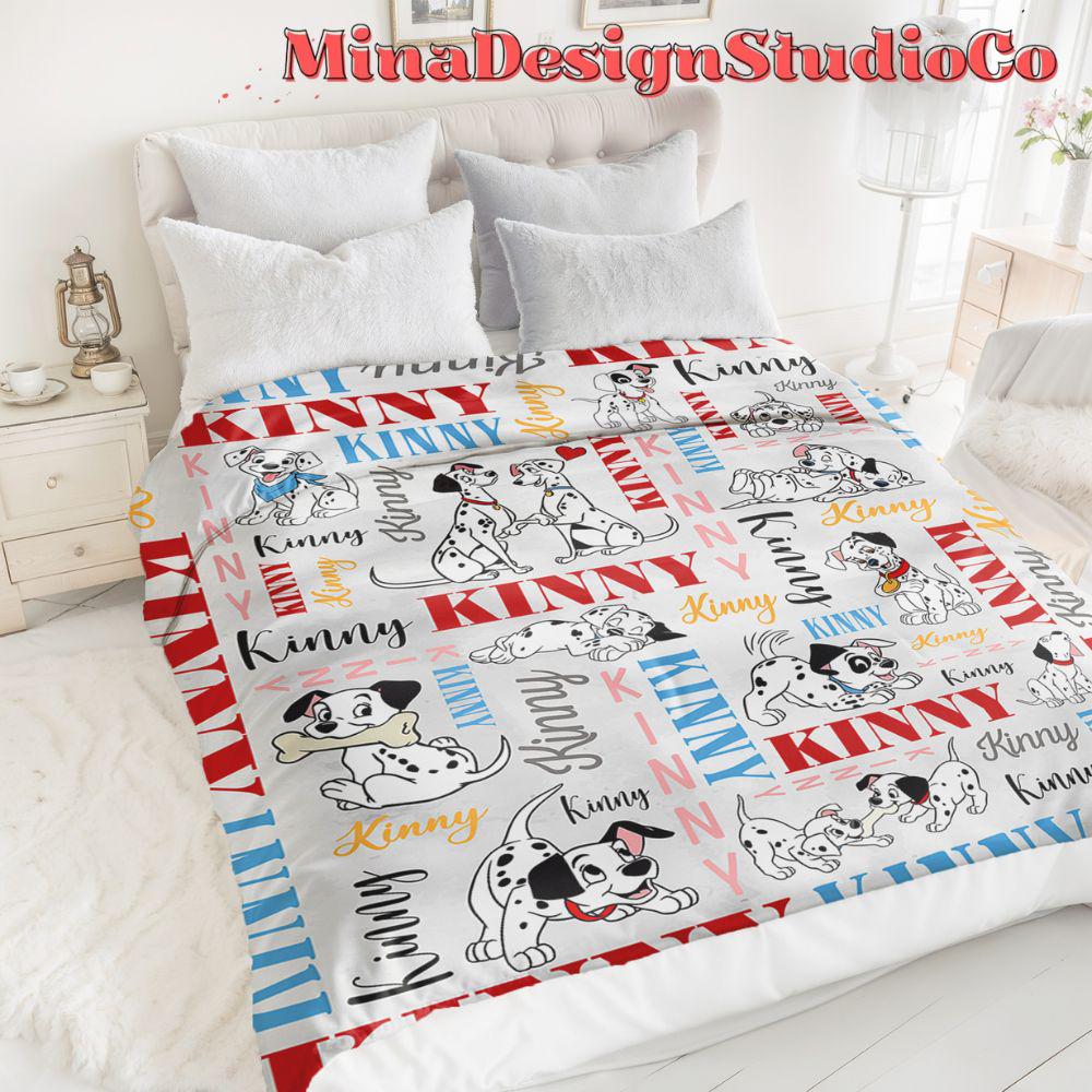 Personalized Watercolor Disney One Hundred and One Dalmatians Blanket, Disney Dog Lovers 101 Dalmatians Gift Home Decor, Dog Mom, Dog Dad