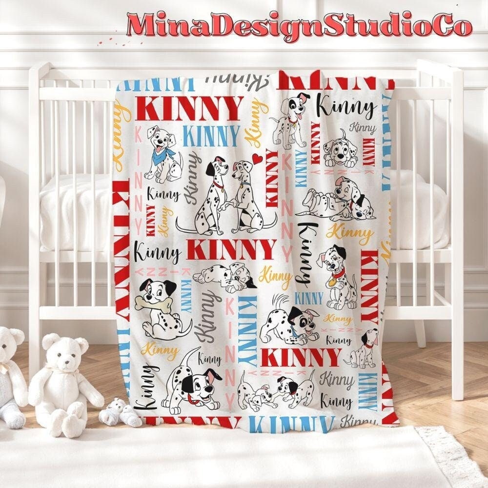Personalized Watercolor Disney One Hundred and One Dalmatians Blanket, Disney Dog Lovers 101 Dalmatians Gift Home Decor, Dog Mom, Dog Dad