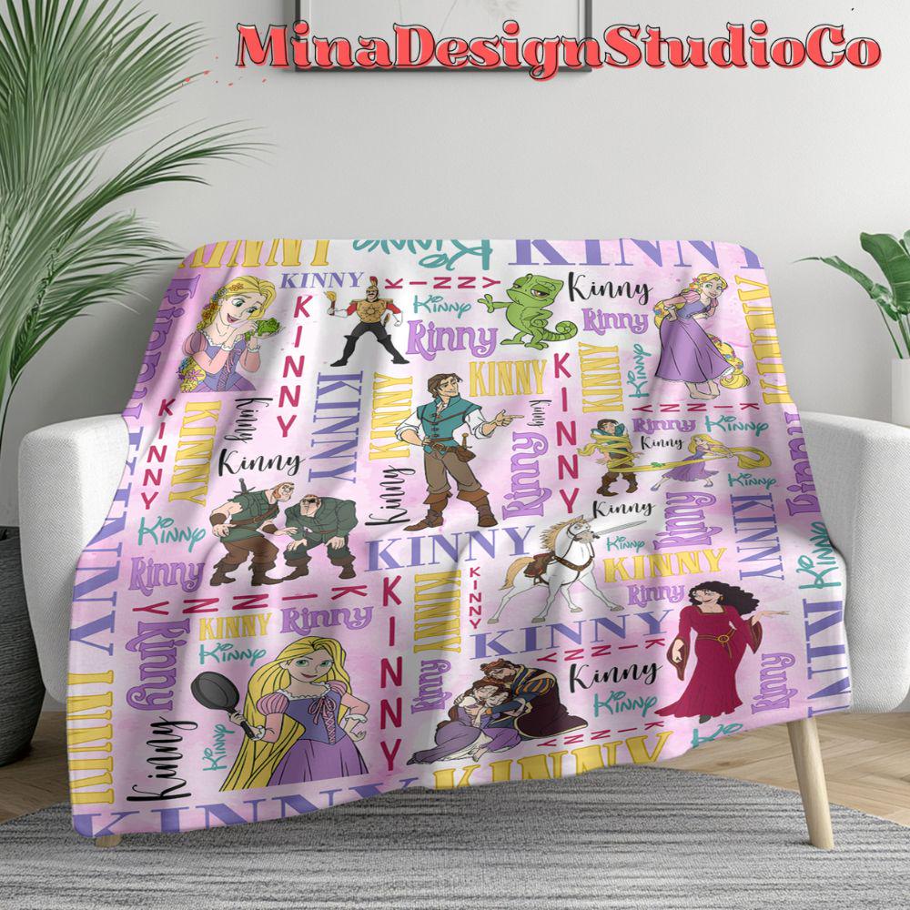 Personalized Disney Tangled Blanket, Watercolor Disney Princess Rapunzel Blanket, Rapunzel Birthday Girl Gift Home Decor, Baby Girl Blanket