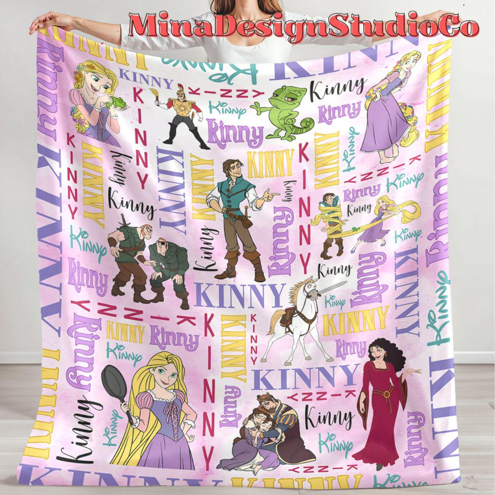 Personalized Disney Tangled Blanket, Watercolor Disney Princess Rapunzel Blanket, Rapunzel Birthday Girl Gift Home Decor, Baby Girl Blanket