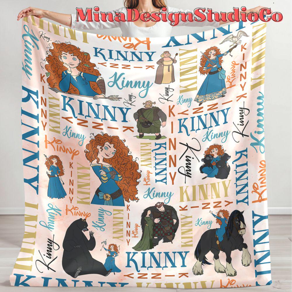 Personalized Watercolor Disney Brave Blanket, Disney Princess Merida Blanket, Baby Girl Merida Birthday Girl Home Decor, Family Blanket Gift
