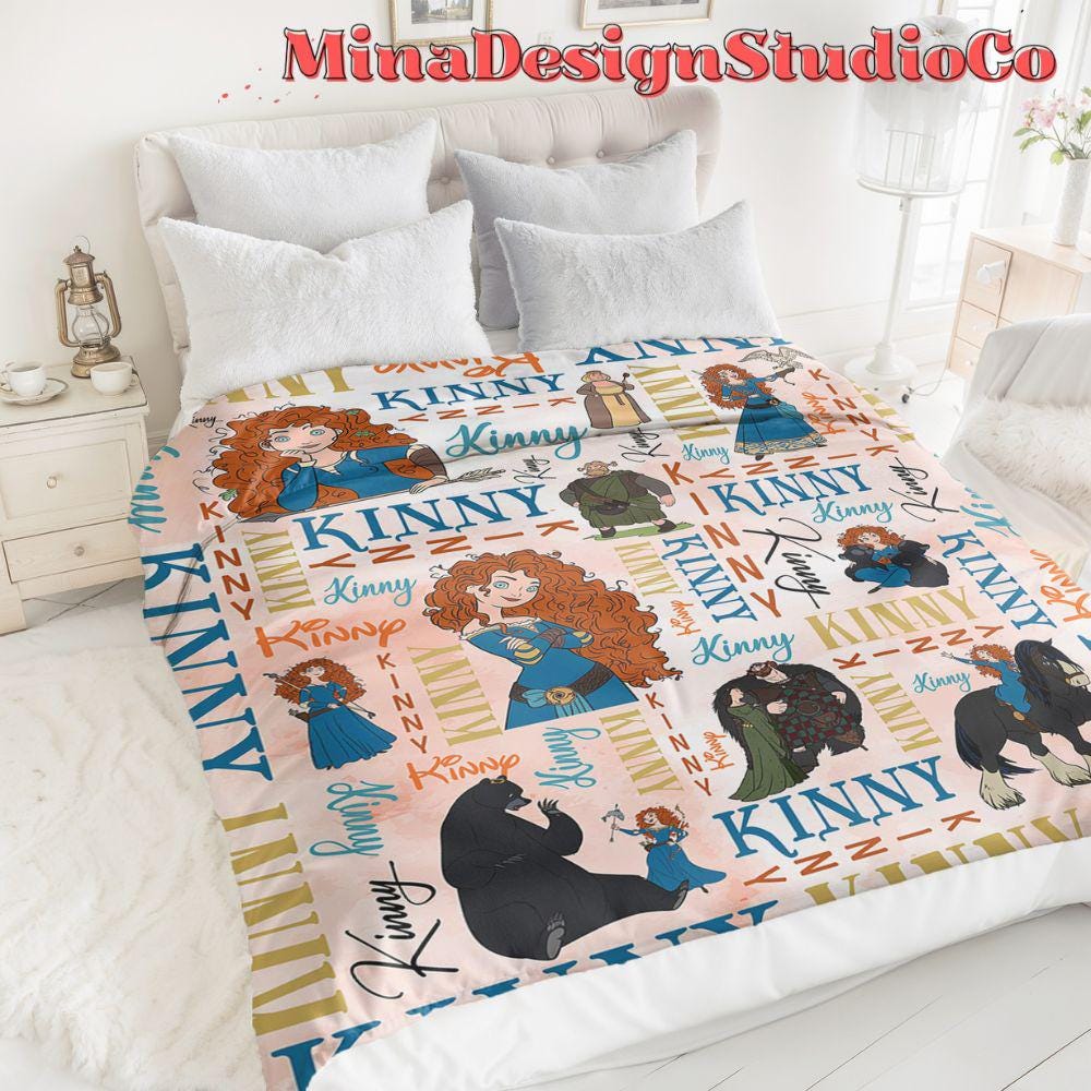 Personalized Watercolor Disney Brave Blanket, Disney Princess Merida Blanket, Baby Girl Merida Birthday Girl Home Decor, Family Blanket Gift