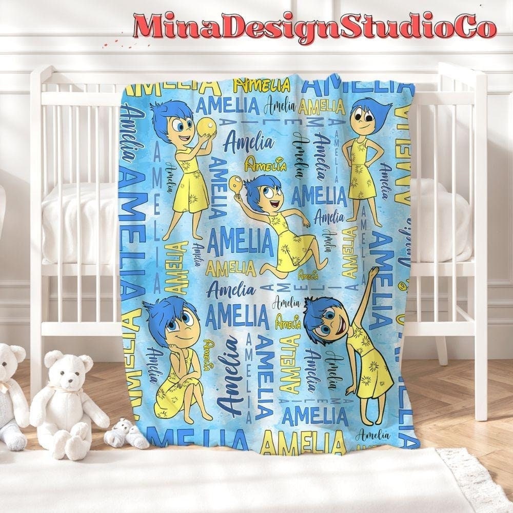 Personalized Disney Inside Out Blanket, Inside Out 2 Joy Anxiety Birthday Boy Gift, Birthday Girl Home Decor It's Okay To Feel All The Feels