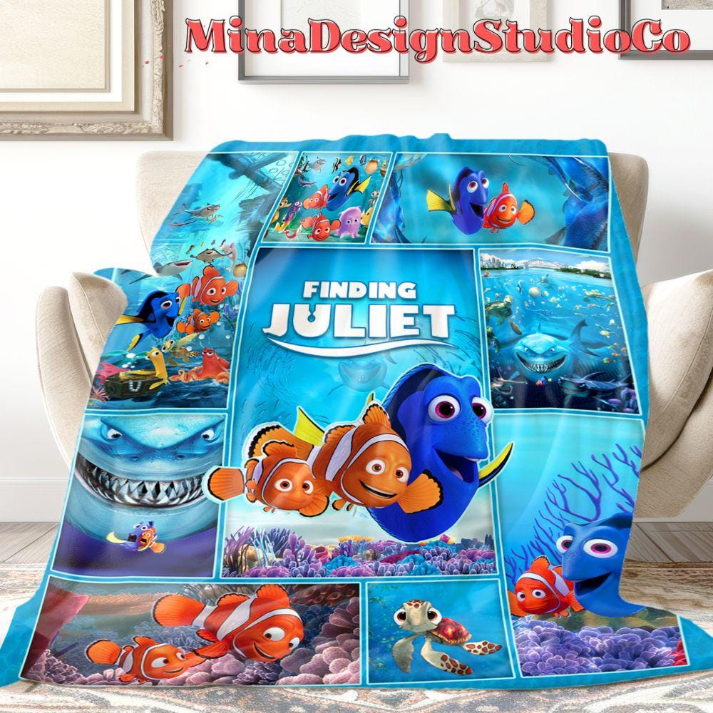 Personalized Disney Finding Nemo Blanket, Finding Dory Birthday Boy, Birthday Girl Home Decor, Marlin Bruce Squirt Crush Kids Family Blanket