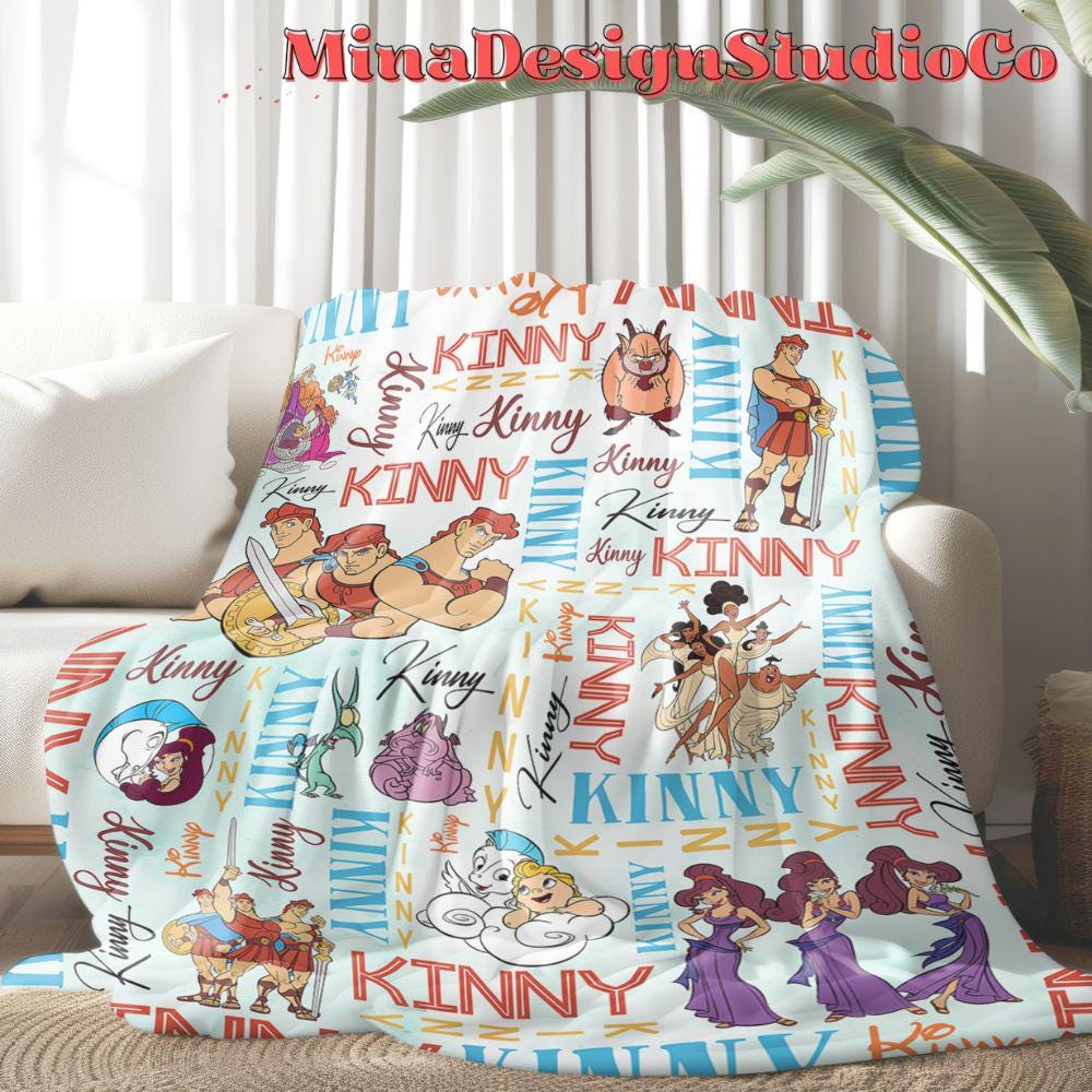 Personalized Watercolor Disney Hercules Blanket, Hercules Megara Hades Home Decor, Hercules Birthday Boy Blanket, Hercules Diva The Muses