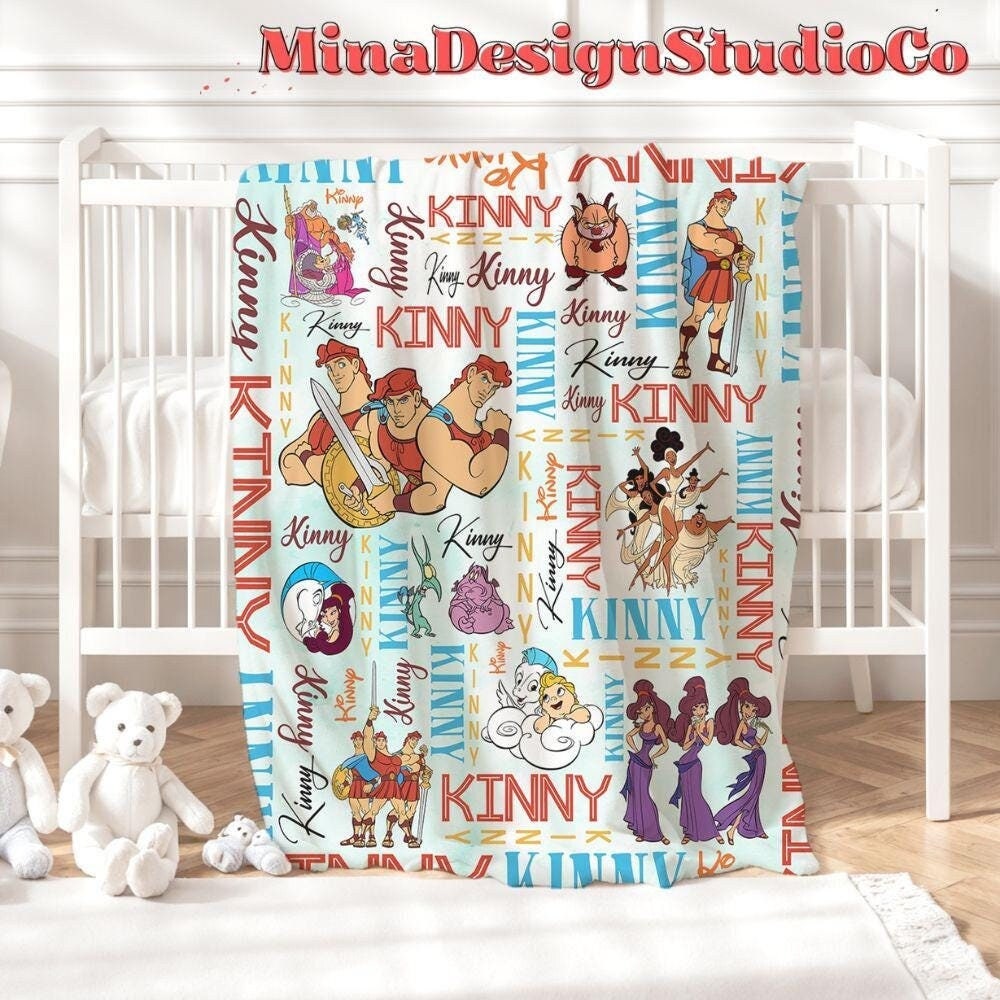 Personalized Watercolor Disney Hercules Blanket, Hercules Megara Hades Home Decor, Hercules Birthday Boy Blanket, Hercules Diva The Muses