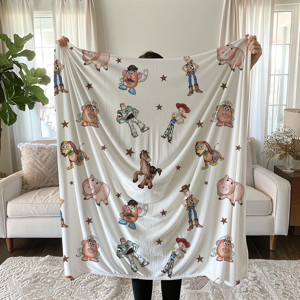 Toy Story Velveteen Plush Blanket, Kids Room Decor,Cozy Movie Night Throw,DisneyPixarNursery Bedding, Buzz Lightyear Woody Gift