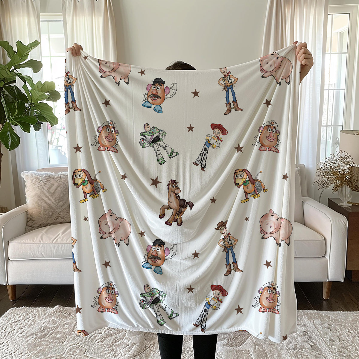 Toy Story Velveteen Plush Blanket, Kids Room Decor,Cozy Movie Night Throw,DisneyPixarNursery Bedding, Buzz Lightyear Woody Gift