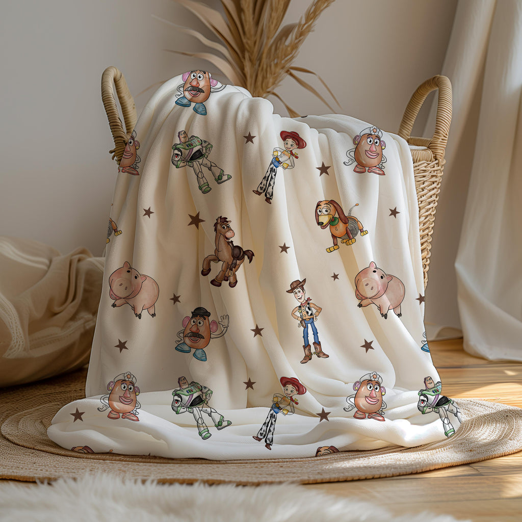 Toy Story Velveteen Plush Blanket, Kids Room Decor,Cozy Movie Night Throw,DisneyPixarNursery Bedding, Buzz Lightyear Woody Gift