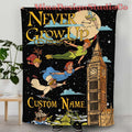 Personalized Never Grow Up Disney Peter Pan Blanket, Peter Pan Wendy Tinker Bell Flying To Neverland, Kids Birthday Family Home Decoration