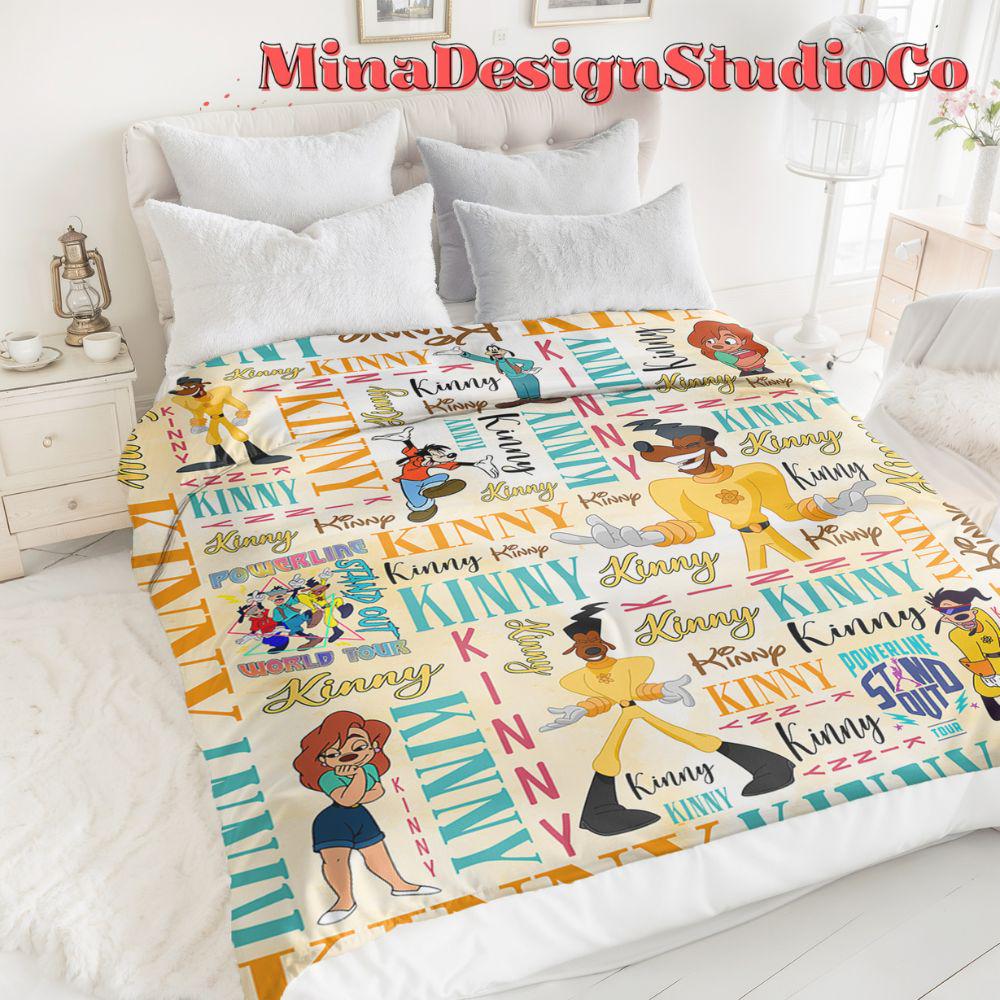 Personalized Watercolor Disney A Goofy Movie Blanket, Goofy Max Goof Powerline Birthday Boy Gift, Roxanne Birthday Girl Family Home Decor