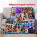 Personalized Disney Moana 2 Movie Blanket, Disney Princess Moana Birthday Girl Gift Home Decor, Maui Pua Hei Hei Family Baby Girl Blanket