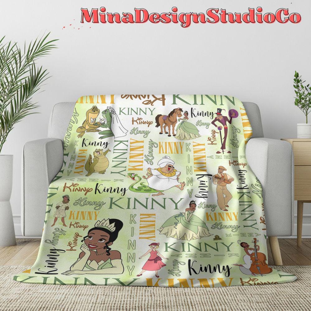 Personalized Watercolor Disney The Princess and the Frog Blanket, Disney Princess Tiana Blanket, Baby Girl Tiana Birthday Girl Home Decor