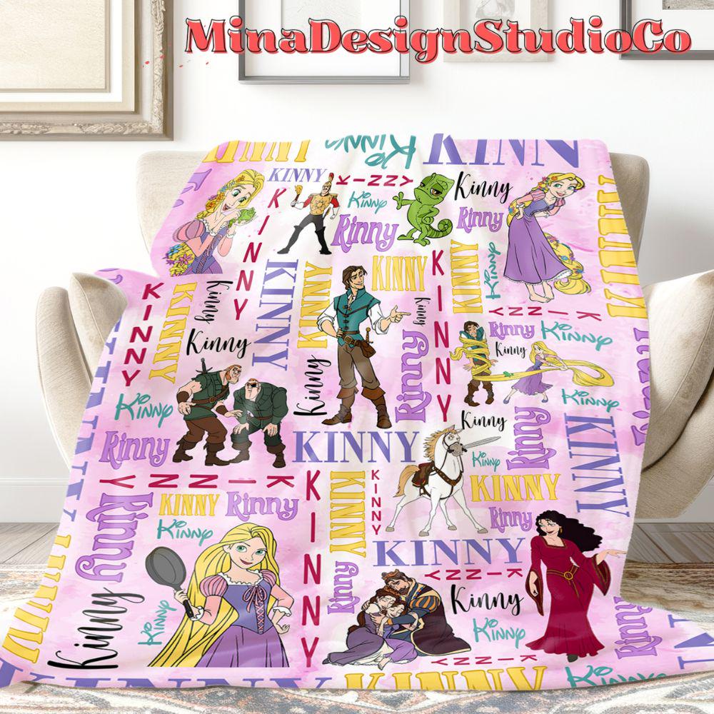 Personalized Disney Tangled Blanket, Watercolor Disney Princess Rapunzel Blanket, Rapunzel Birthday Girl Gift Home Decor, Baby Girl Blanket