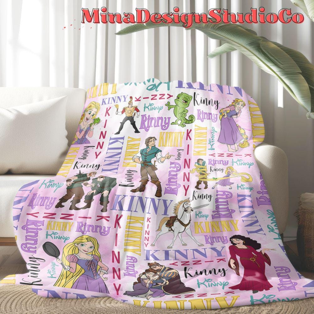 Personalized Disney Tangled Blanket, Watercolor Disney Princess Rapunzel Blanket, Rapunzel Birthday Girl Gift Home Decor, Baby Girl Blanket
