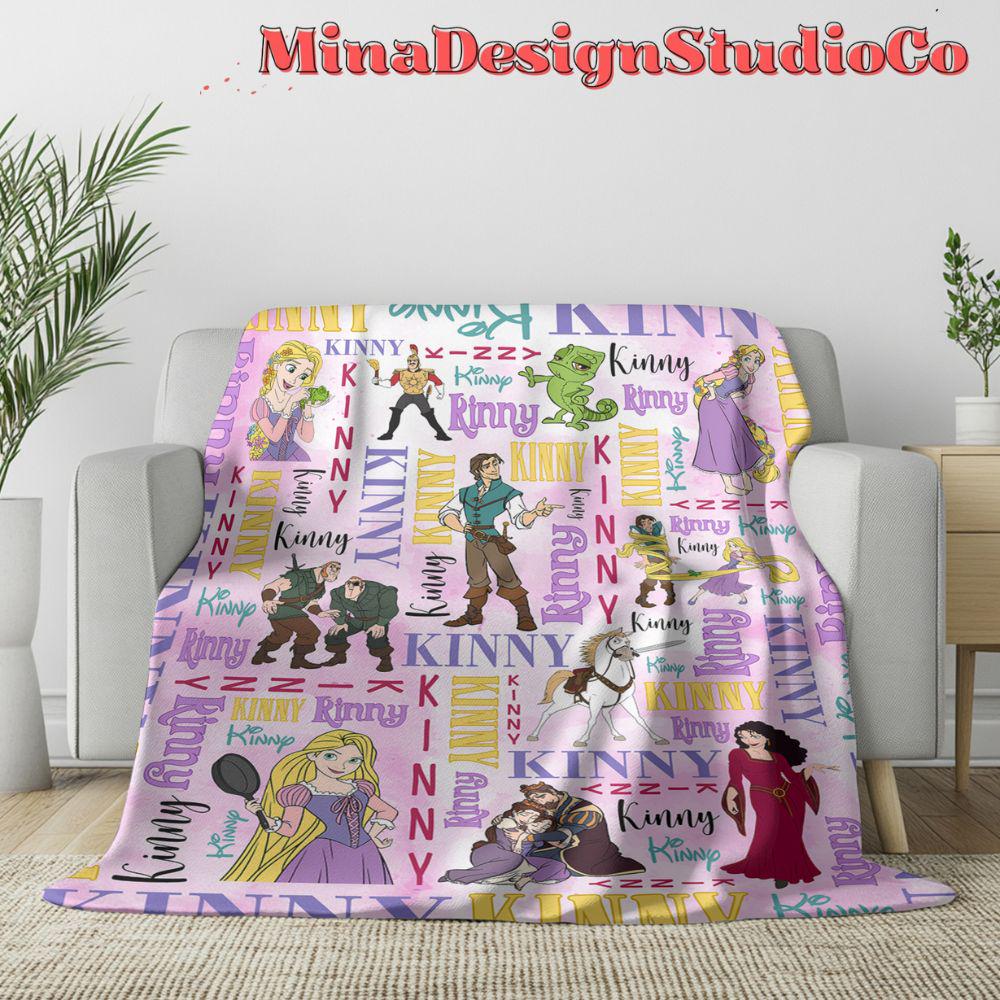 Personalized Disney Tangled Blanket, Watercolor Disney Princess Rapunzel Blanket, Rapunzel Birthday Girl Gift Home Decor, Baby Girl Blanket