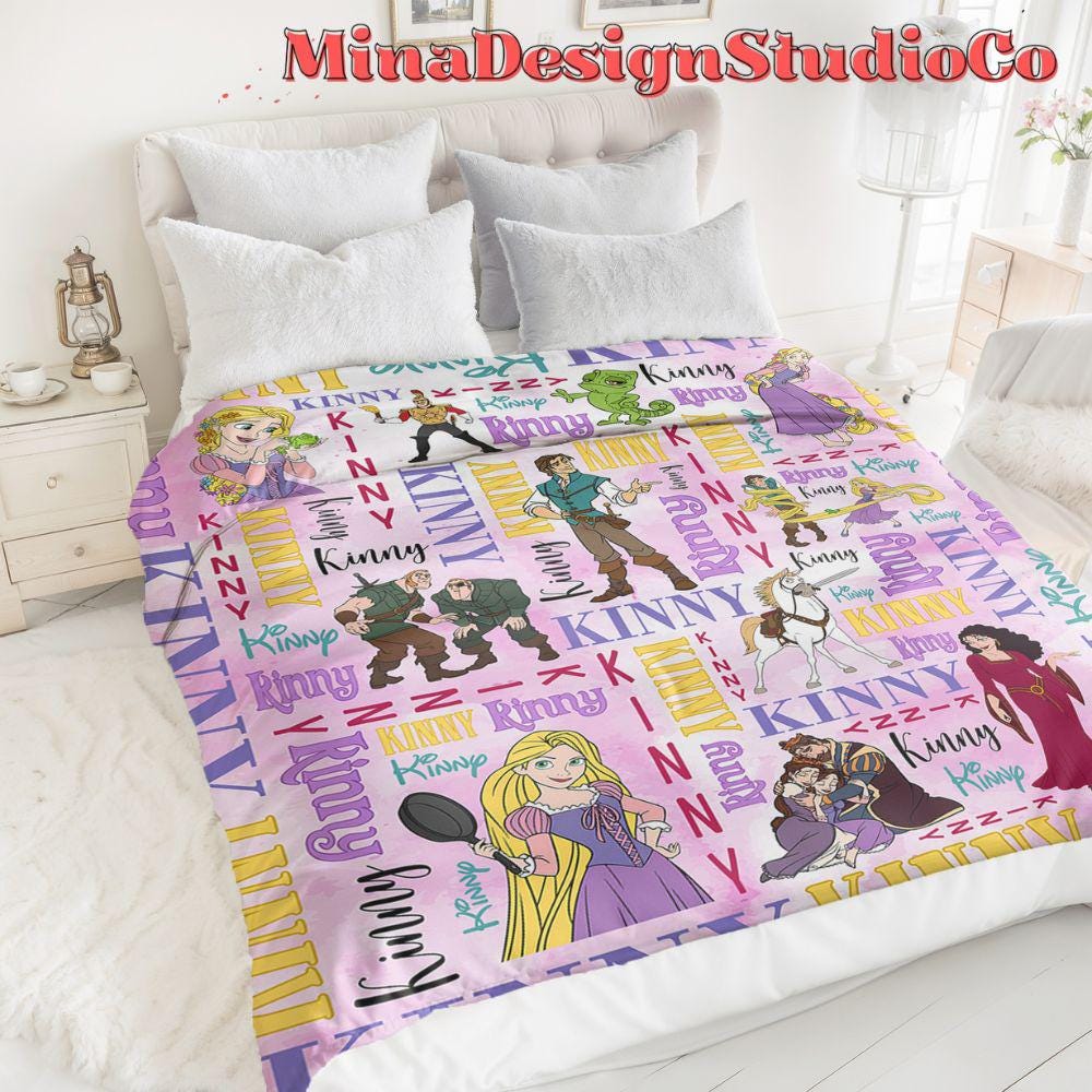 Personalized Disney Tangled Blanket, Watercolor Disney Princess Rapunzel Blanket, Rapunzel Birthday Girl Gift Home Decor, Baby Girl Blanket