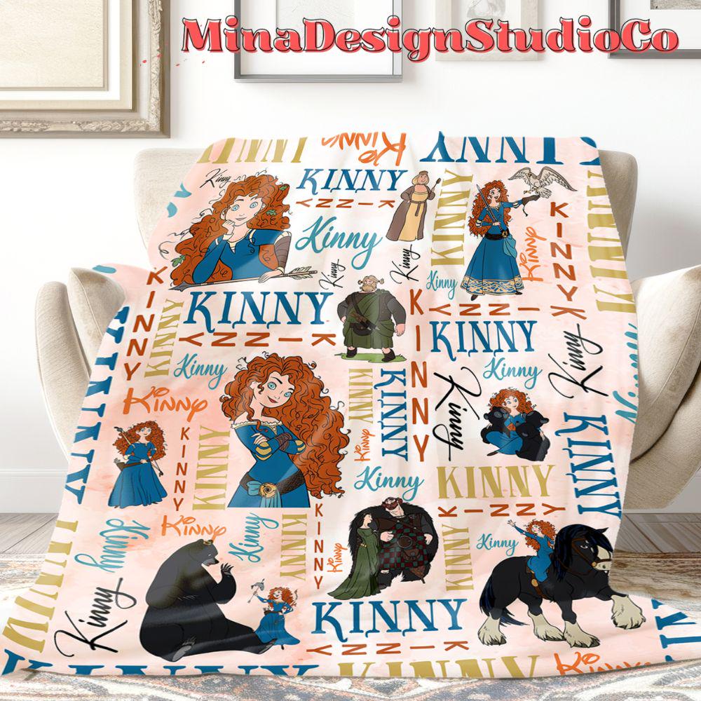 Personalized Watercolor Disney Brave Blanket, Disney Princess Merida Blanket, Baby Girl Merida Birthday Girl Home Decor, Family Blanket Gift