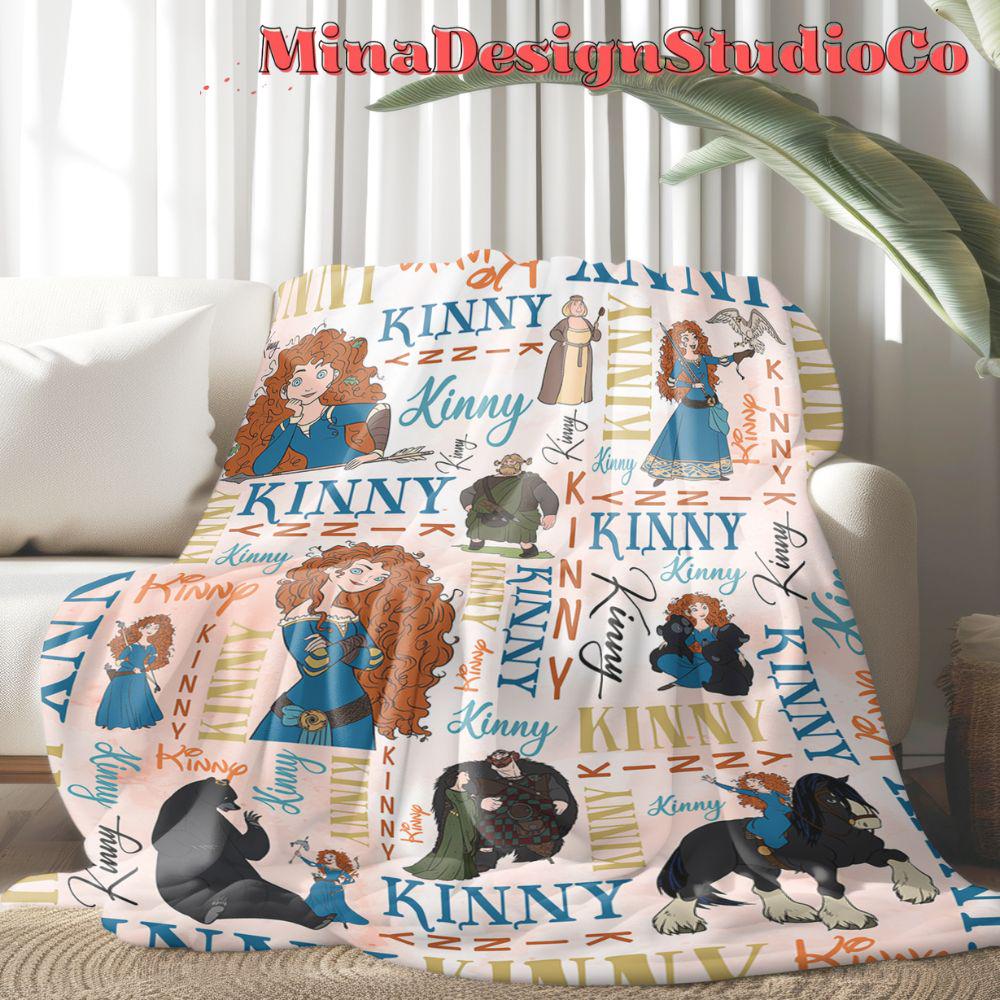 Personalized Watercolor Disney Brave Blanket, Disney Princess Merida Blanket, Baby Girl Merida Birthday Girl Home Decor, Family Blanket Gift