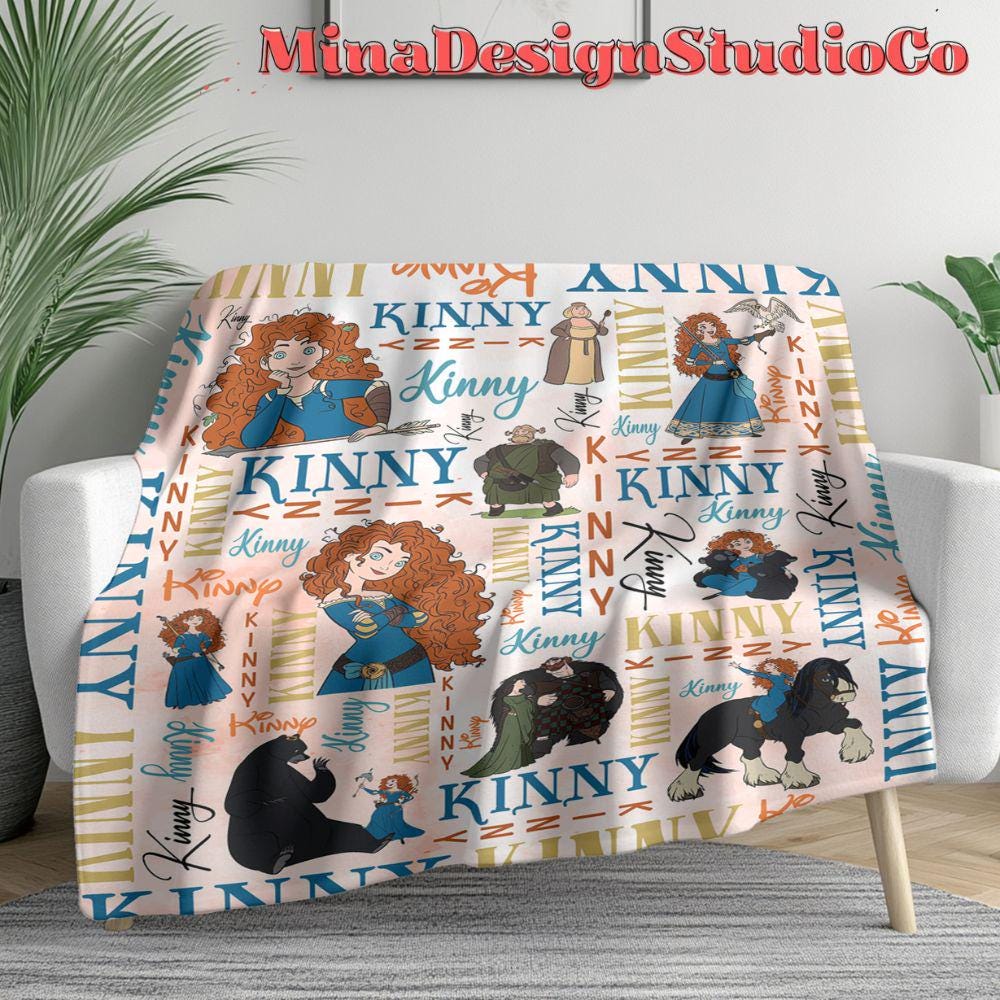 Personalized Watercolor Disney Brave Blanket, Disney Princess Merida Blanket, Baby Girl Merida Birthday Girl Home Decor, Family Blanket Gift
