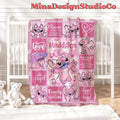 Personalized Watercolor Disney Angel Blanket, Ohana Means Family Lilo & Stitch Angel Birthday Girl Blanket, Baby Name Family Home Decoration