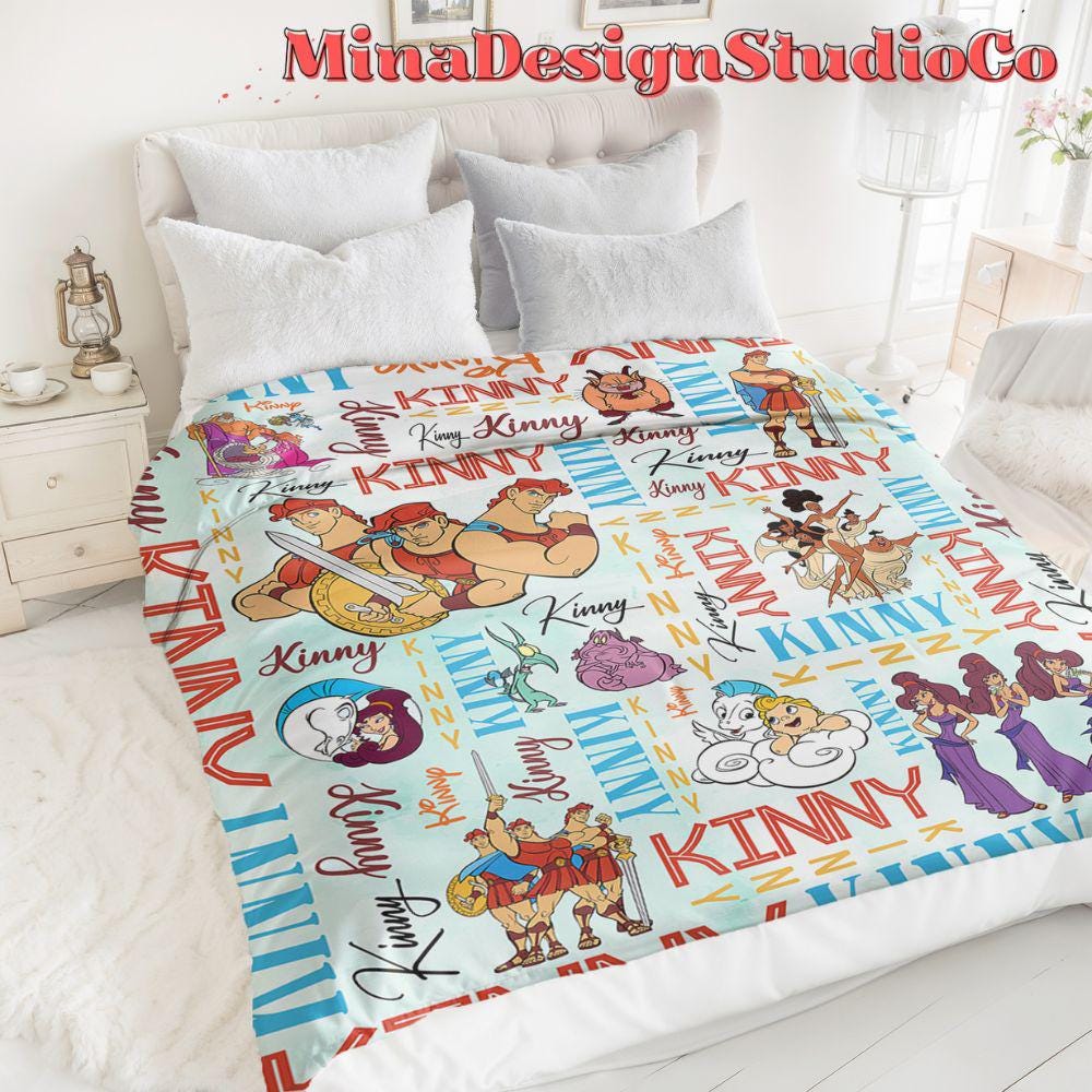 Personalized Watercolor Disney Hercules Blanket, Hercules Megara Hades Home Decor, Hercules Birthday Boy Blanket, Hercules Diva The Muses