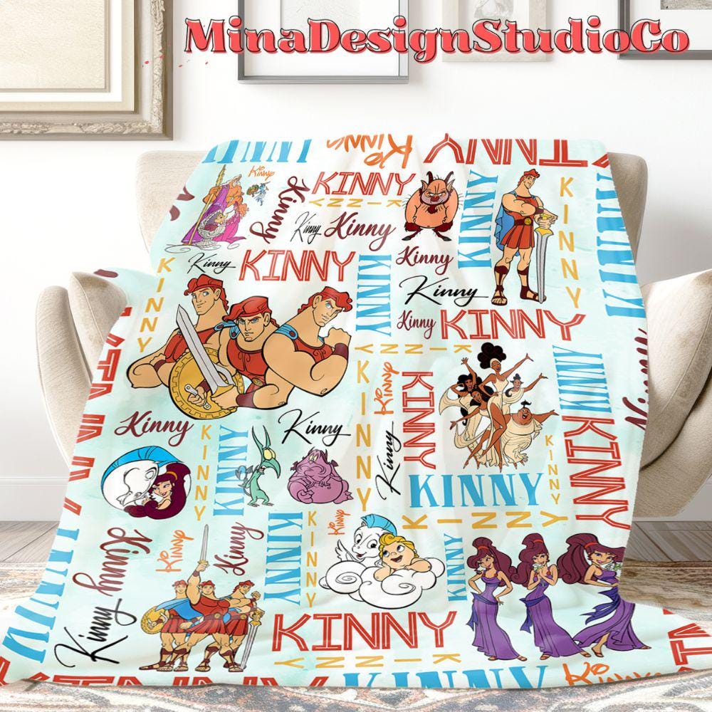 Personalized Watercolor Disney Hercules Blanket, Hercules Megara Hades Home Decor, Hercules Birthday Boy Blanket, Hercules Diva The Muses