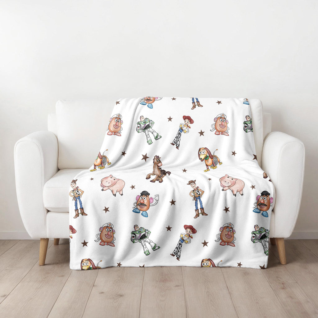 Toy Story Velveteen Plush Blanket, Kids Room Decor,Cozy Movie Night Throw,DisneyPixarNursery Bedding, Buzz Lightyear Woody Gift