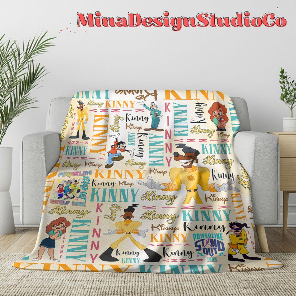 Personalized Watercolor Disney A Goofy Movie Blanket, Goofy Max Goof Powerline Birthday Boy Gift, Roxanne Birthday Girl Family Home Decor