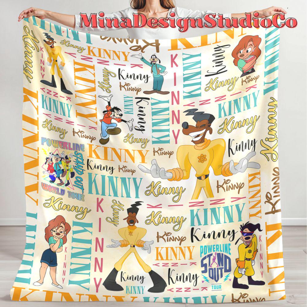 Personalized Watercolor Disney A Goofy Movie Blanket, Goofy Max Goof Powerline Birthday Boy Gift, Roxanne Birthday Girl Family Home Decor