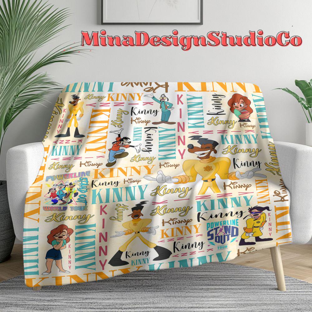 Personalized Watercolor Disney A Goofy Movie Blanket, Goofy Max Goof Powerline Birthday Boy Gift, Roxanne Birthday Girl Family Home Decor