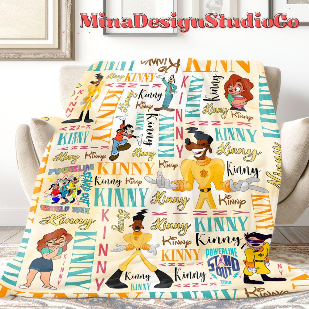 Personalized Watercolor Disney A Goofy Movie Blanket, Goofy Max Goof Powerline Birthday Boy Gift, Roxanne Birthday Girl Family Home Decor
