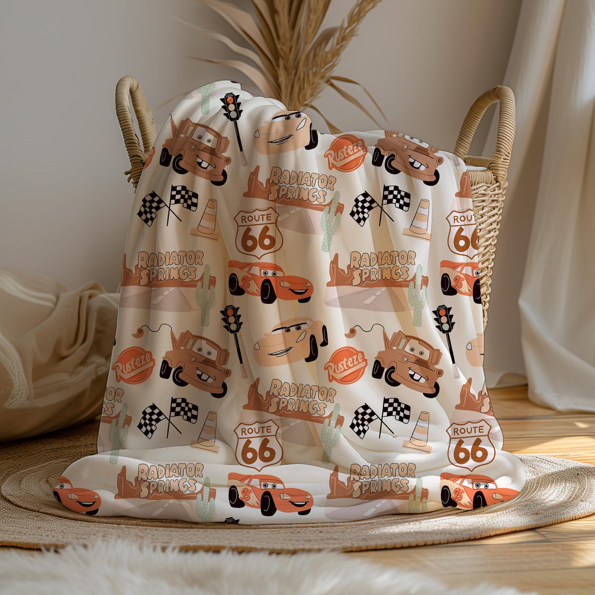 Disney Cars Velveteen Plush Blanket, Kids gifts, baby shower gifts, baby blanket with lighting McQueen and tow mater