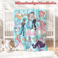 Personalized Watercolor Disney The Little Mermaid Blanket, Disney Princess Ariel Blanket, Baby Girl Mermaid Ariel Birthday Girl Home Decor