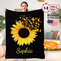 Custom Sunflower blanket, Personalized Blankets With Name, Flower Blanket, House Warming, Birthday Gift, Valentine's day Gift Blanket
