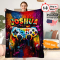 Custom Gaming blanket, Personalized Sherpa Fleece Name Blanket, Kids Blanket, Name Blanket Gift, Gamepad blanket for him, Xmas Gift for Boy