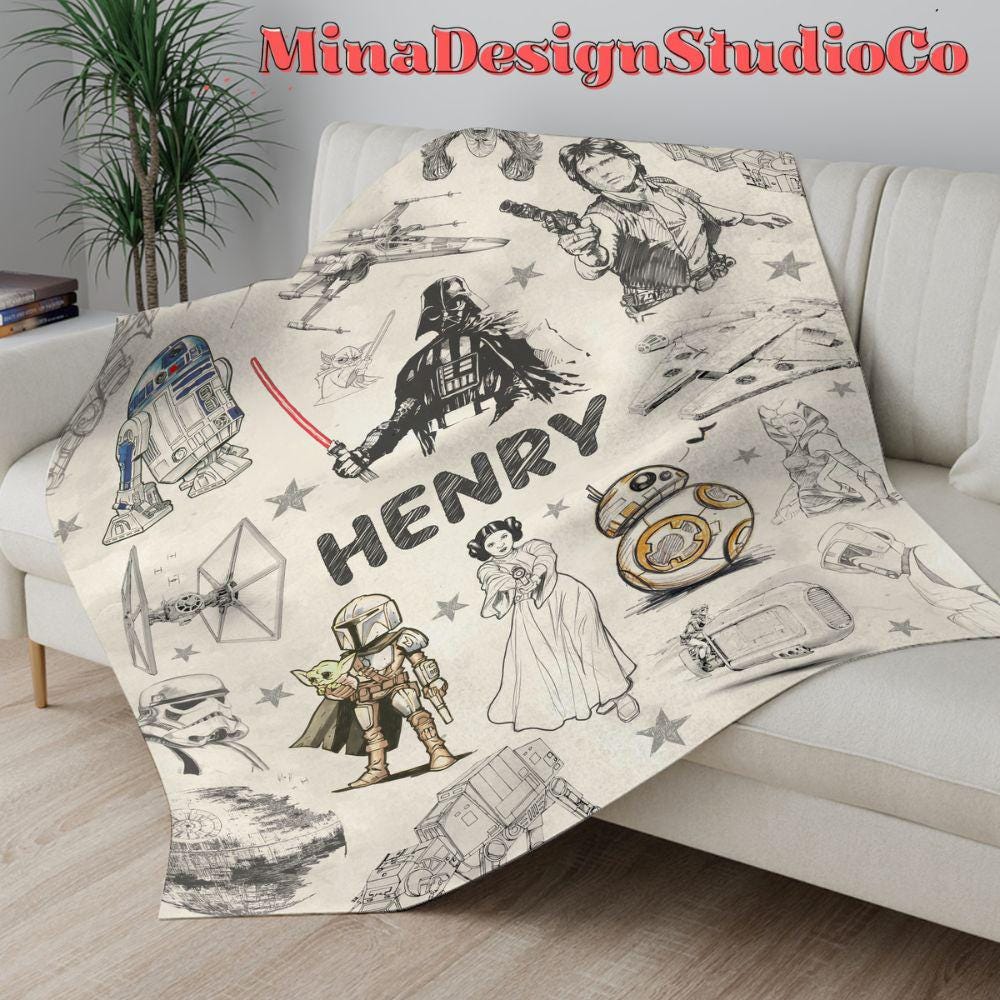 Personalized Disney Star Wars Blanket, Galaxy's Edge Star Wars Birthday Boy, Birthday Girl Gift, May The Force be With You Family Home Decor