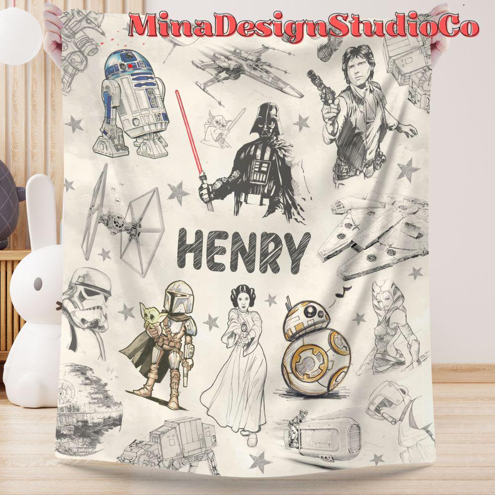 Personalized Disney Star Wars Blanket, Galaxy's Edge Star Wars Birthday Boy, Birthday Girl Gift, May The Force be With You Family Home Decor