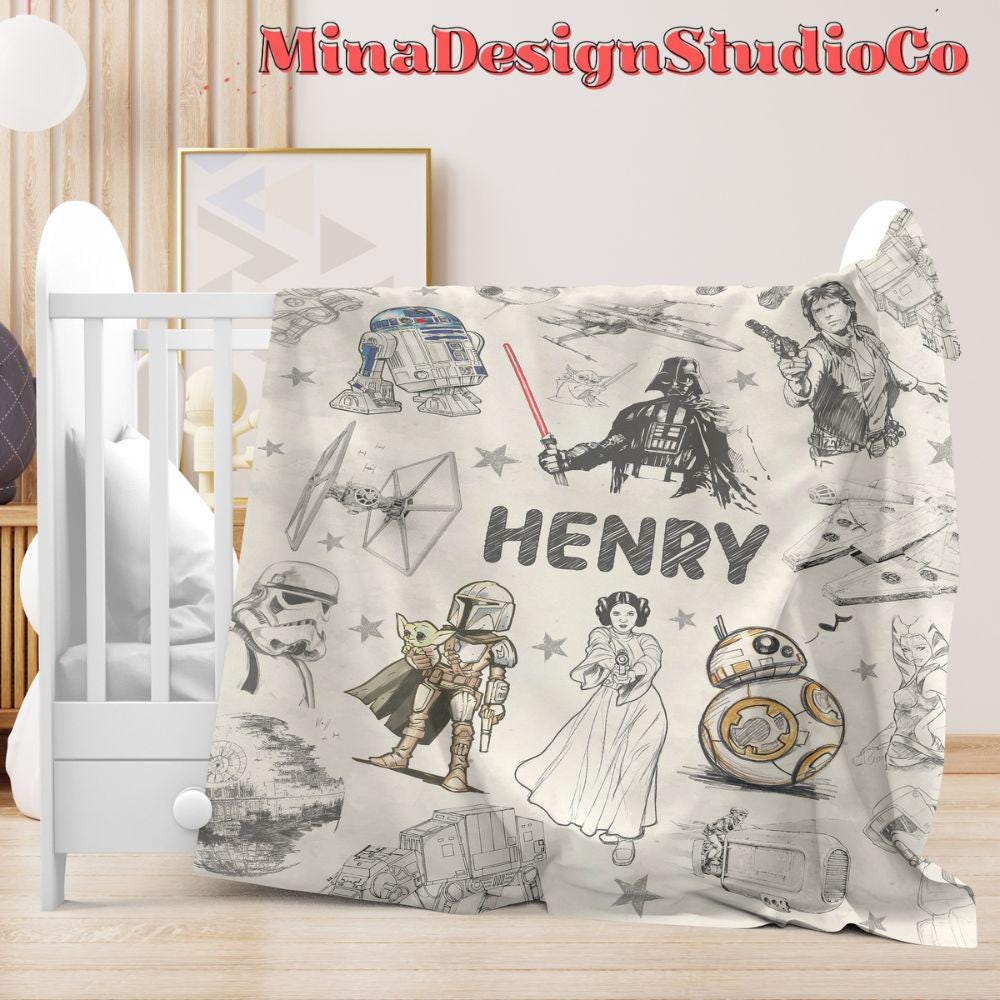 Personalized Disney Star Wars Blanket, Galaxy's Edge Star Wars Birthday Boy, Birthday Girl Gift, May The Force be With You Family Home Decor