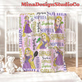 Personalized Watercolor All Characters Disney Princess Blanket, Cinderella Rapunzel Belle Birthday Girl Gift Home Decor, Baby Girl Blanket