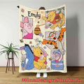Personalized Disney Winnie The Pooh Blanket, Custom Pooh Bear & Friends Birthday Gift Home Decor Birthday Boy Blanket, Birthday Girl Blanket