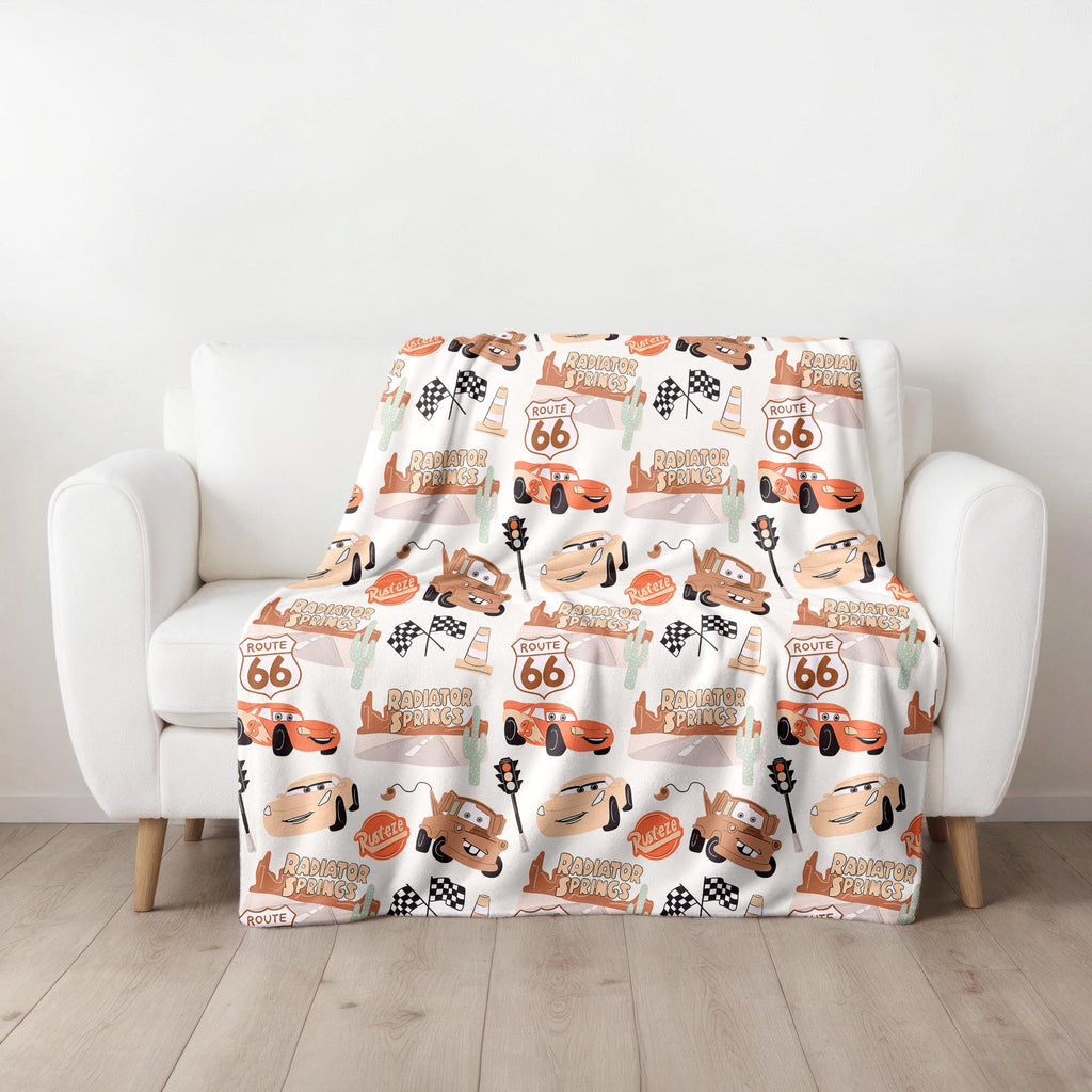 Disney Cars Velveteen Plush Blanket, Kids gifts, baby shower gifts, baby blanket with lighting McQueen and tow mater