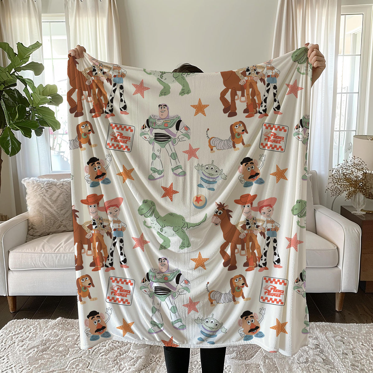 Velveteen Blanket, Toy Story Nursery Decor, Gift for Baby, Plush Throw, Kids Room Decoration, Baby Shower Present